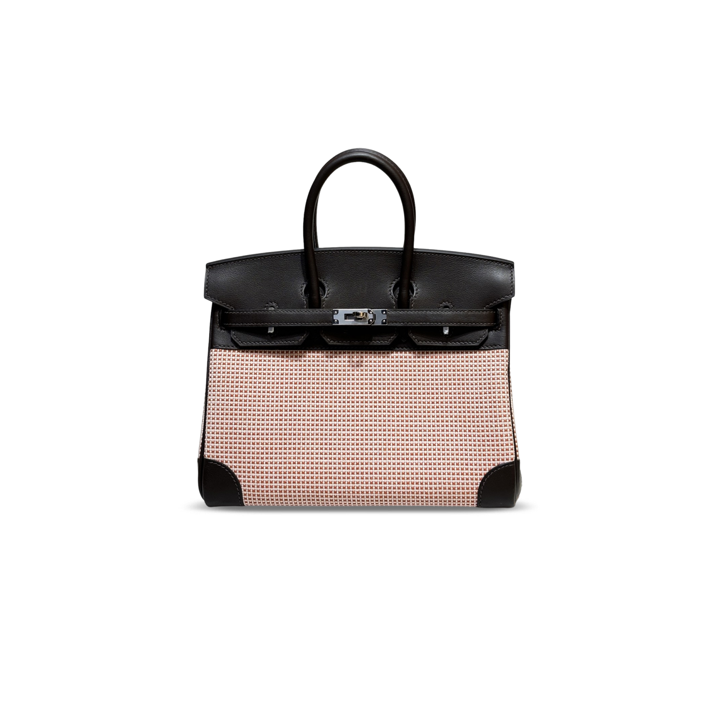 HERMES MASTER BIRKIN 25 SWIFT AND CANVAS FRAMBOISE PALLADIUM HARDWARE (25*18*13cm)